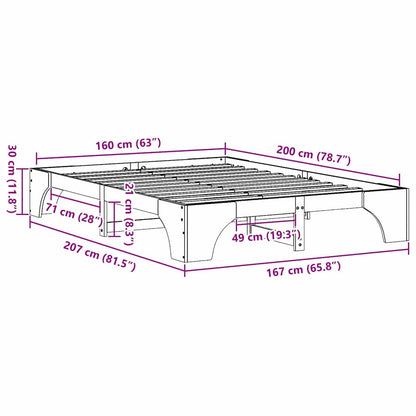 Sengestel Hvid 207 X 167 X 30 Cm Massivt Fyrretræ - Billede 10