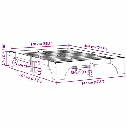 Sengestel Hvid 207 147 30 Cm Massivt Fyrretræ - Billede 10