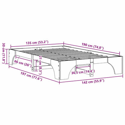Sengestel Massiv Fyrretræ 197 X 142 X 30 Cm Massivt Fyrretræ - Billede 10
