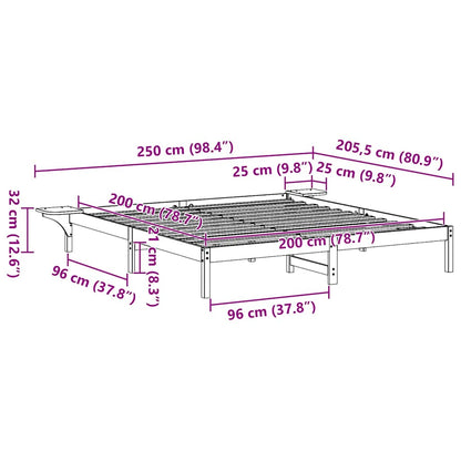 Sengestel Med Sengeborde Brun 200 X 200 Cm Gyldenbrun - Billede 10