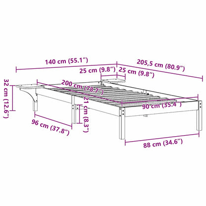 Sengestel Med Sengeborde Brun 90 X 200 Cm Gyldenbrun - Billede 10