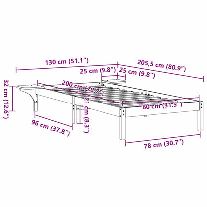 Sengestel Med Sengeborde Brun 80 X 200 Cm Gyldenbrun - Billede 10