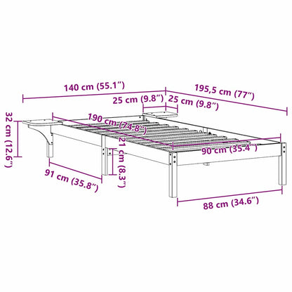 Sengestel Med Sengeborde Brun 90 X 190 Cm Gyldenbrun - Billede 10