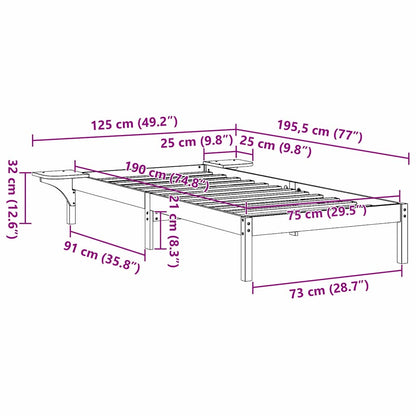 Sengestel Med Sengeborde Hvid 75 X 190 Cm Hvid - Billede 10