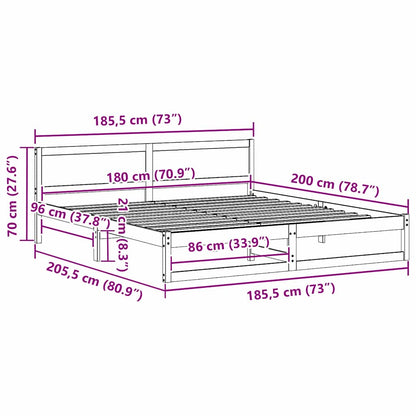 Sengestel Med Hovedgærde Brun 180 X 200 Cm Massivt Fyrretræ - Billede 10