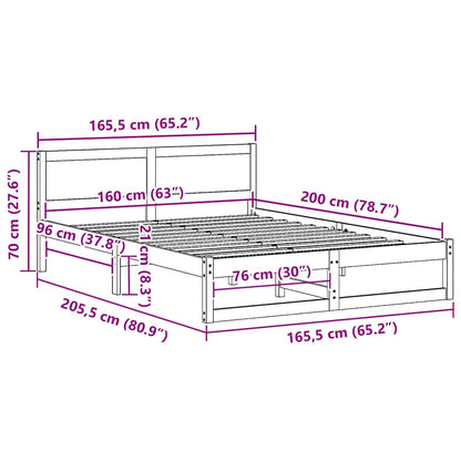 Sengestel Med Hovedgærde Brun 160 200 Cm Massivt Fyrretræ - Billede 10