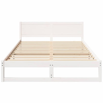 Sengestel Med Hovedgærde Hvid 160 X 200 Cm Massivt Fyrretræ - Billede 6
