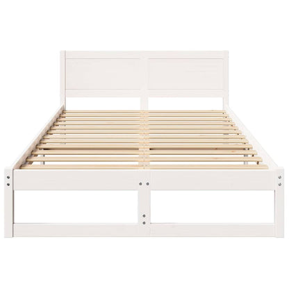 Sengestel Med Hovedgærde Hvid 120 X 200 Cm Massivt Fyrretræ - Billede 5