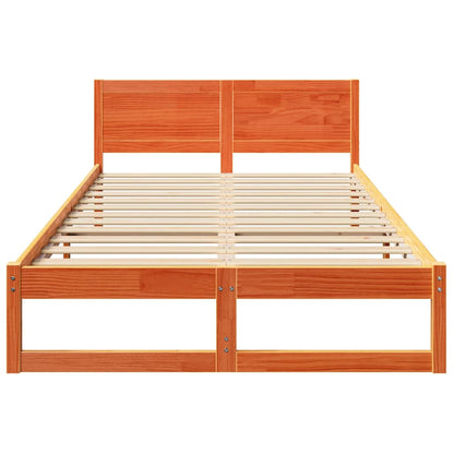 Sengestel Med Hovedgærde Brun 140 X 190 Cm Massivt Fyrretræ - Billede 5