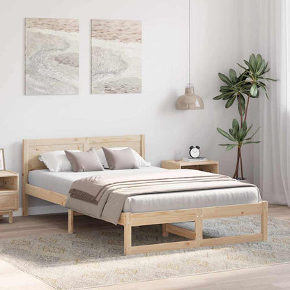 Sengestel Med Hovedgærde Brun 135 190 Cm Massivt Fyrretræ - Billede 5