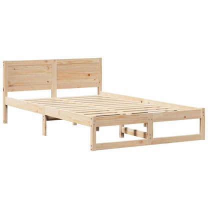 Sengestel Med Hovedgærde Brun 135 190 Cm Massivt Fyrretræ - Billede 2