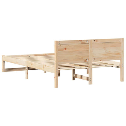 Sengestel Med Hovedgærde Brun 135 190 Cm Massivt Fyrretræ - Billede 8