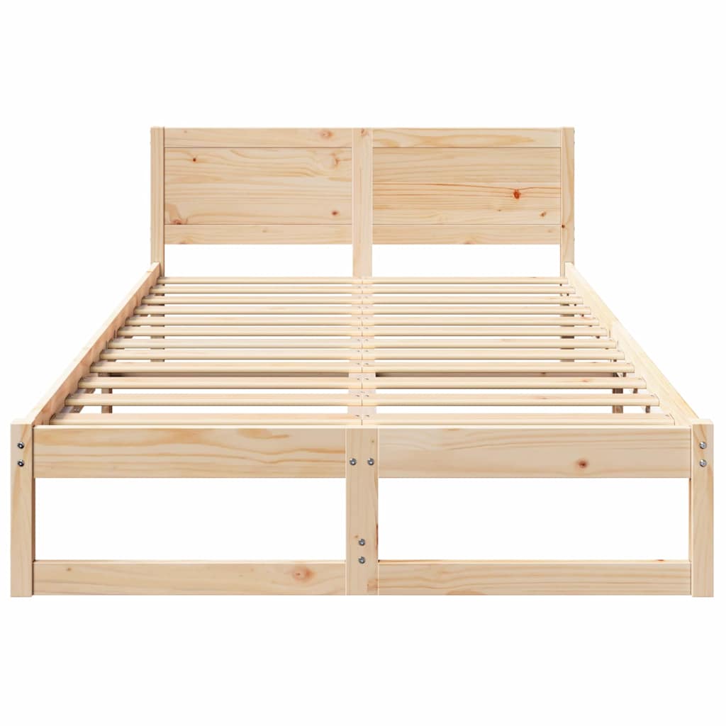 Sengestel Med Hovedgærde Brun 135 190 Cm Massivt Fyrretræ - Billede 6