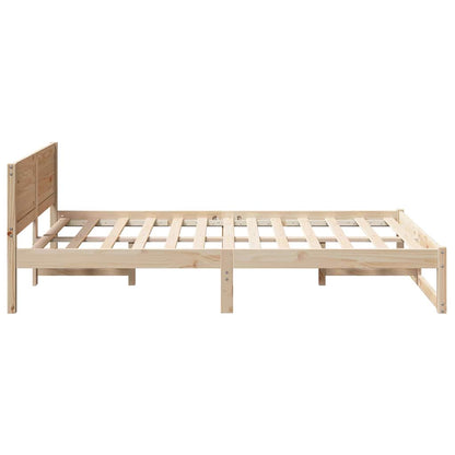 Sengestel Med Hovedgærde Brun 135 190 Cm Massivt Fyrretræ - Billede 7