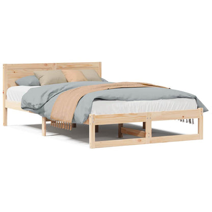 Sengestel Med Hovedgærde Brun 135 190 Cm Massivt Fyrretræ - Billede 4