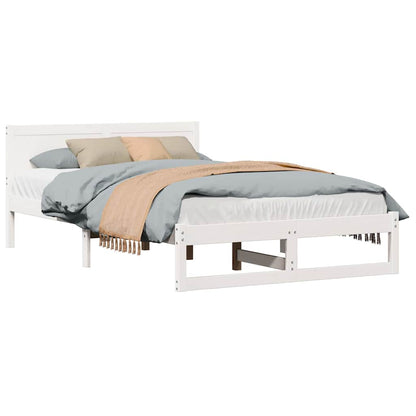 Sengestel Med Hovedgærde Hvid 120 X 190 Cm Massivt Fyrretræ - Billede 3