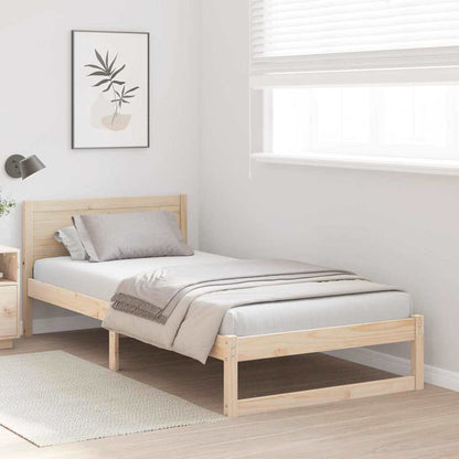 Sengestel Med Hovedgærde Brun 100 X 200 Cm Massivt Fyrretræ - Billede 4