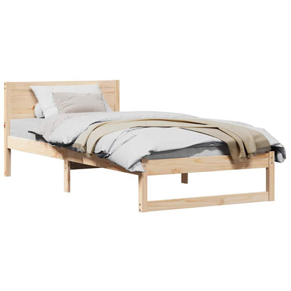 Sengestel Med Hovedgærde Brun 100 X 200 Cm Massivt Fyrretræ - Billede 3