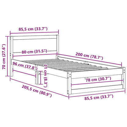 Sengestel Med Hovedgærde Brun 80 X 200 Cm Massivt Fyrretræ - Billede 10