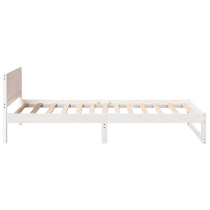 Sengestel Med Hovedgærde Hvid 90 190 Cm Massivt Fyrretræ - Billede 7