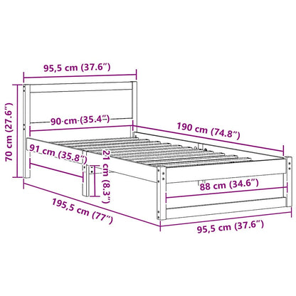 Sengestel Med Hovedgærde Hvid 90 X 190 Cm Massivt Fyrretræ - Billede 10