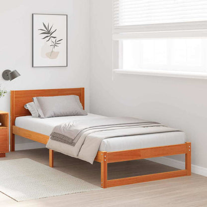 Sengestel Med Hovedgærde Brun 90 X 190 Cm Massivt Fyrretræ - Billede 4