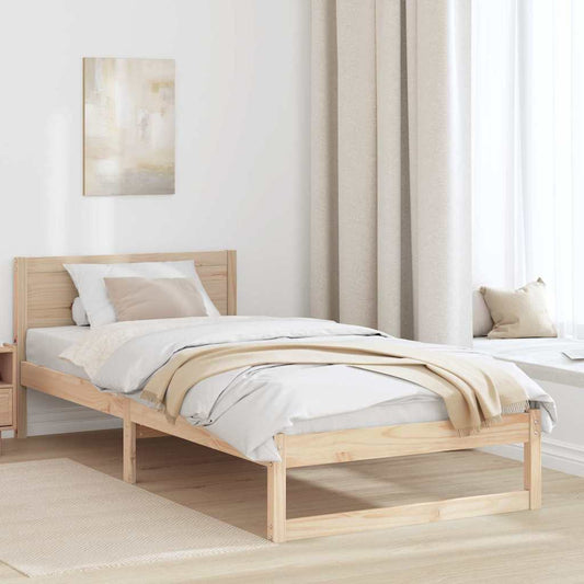 Sengestel Med Hovedgærde Brun 75 190 Cm Massivt Fyrretræ - Hovedbillede
