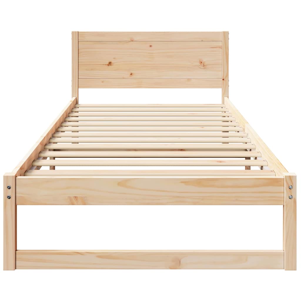 Sengestel Med Hovedgærde Brun 75 190 Cm Massivt Fyrretræ - Billede 6