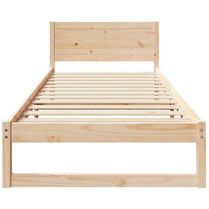 Sengestel Med Hovedgærde Brun 75 190 Cm Massivt Fyrretræ - Billede 6