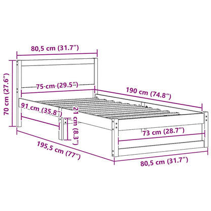 Sengestel Med Hovedgærde Brun 75 190 Cm Massivt Fyrretræ - Billede 10