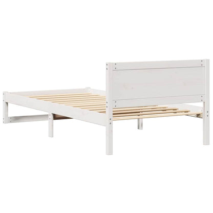 Sengestel Med Hovedgærde Hvid 75 X 190 Cm Massivt Fyrretræ - Billede 7