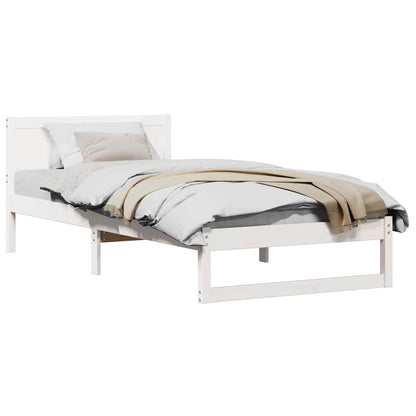 Sengestel Med Hovedgærde Hvid 75 X 190 Cm Massivt Fyrretræ - Billede 3
