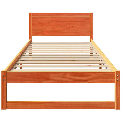 Sengestel Med Hovedgærde Brun 75 X 190 Cm Massivt Fyrretræ - Billede 5