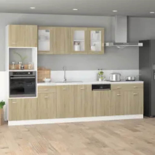 Skab Til Mikroovn 60X57X207 Cm Konstrueret Træ Sonoma-Eg Beige