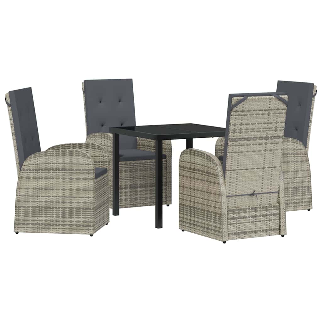 Have Spisebordssæt Med Pude 5 Dele Grå Polyrattan - Billede 2