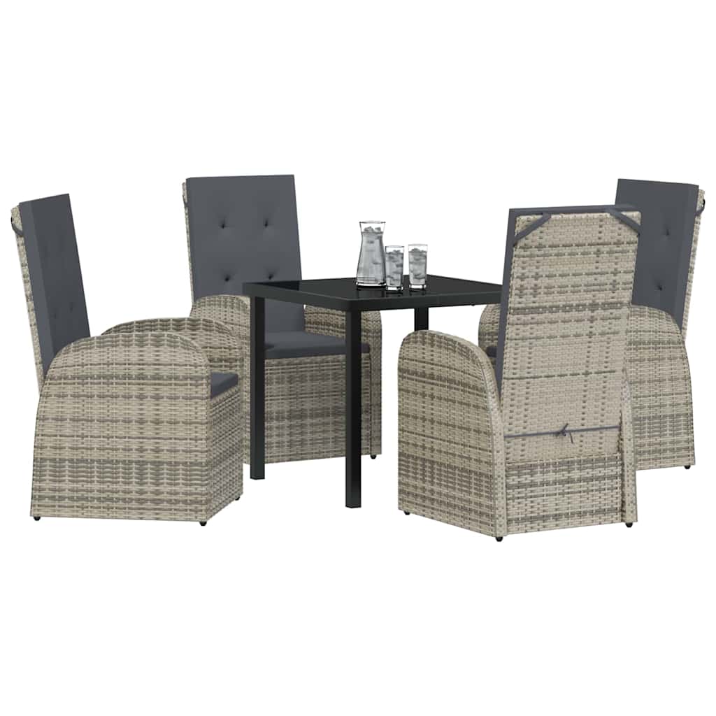 Have Spisebordssæt Med Pude 5 Dele Grå Polyrattan - Billede 3