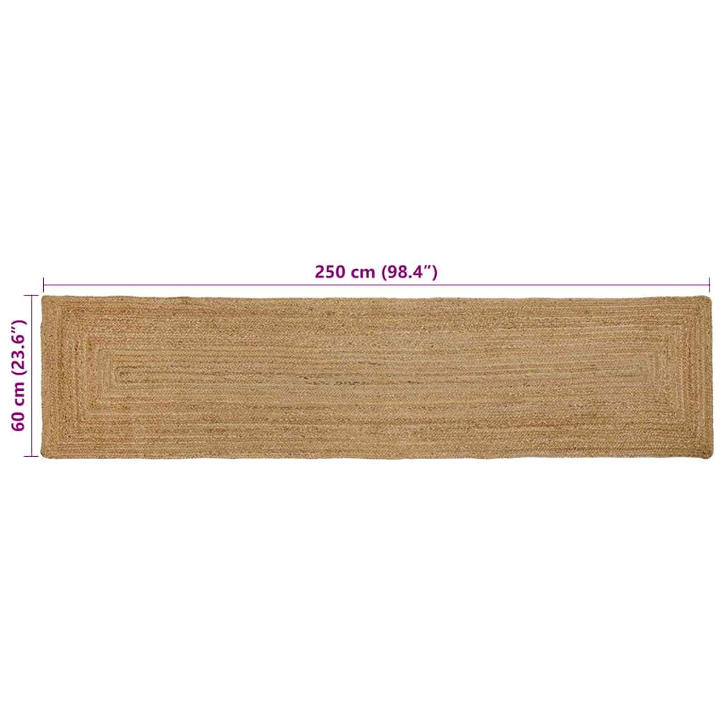 Tæppe Beige 60 X 250 Cm Jute - Billede 8