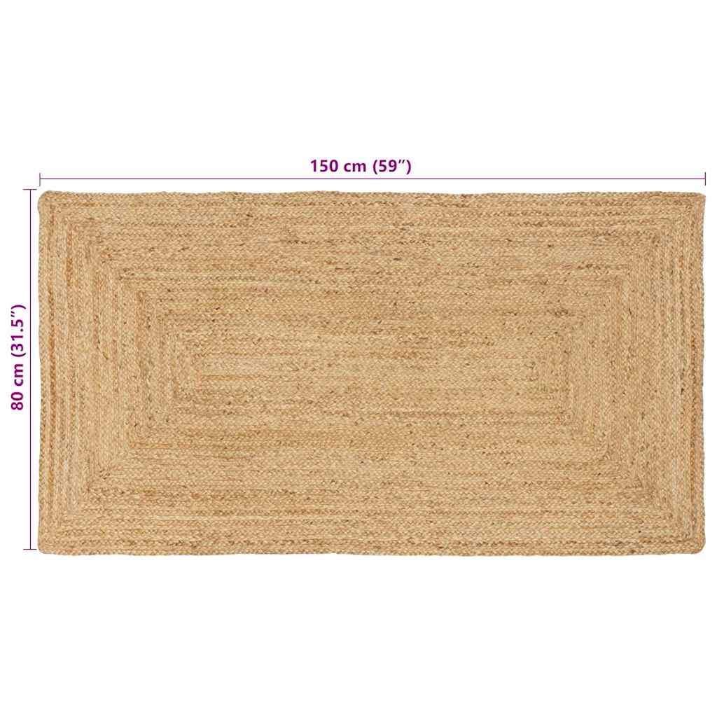 Tæppe Beige 80 X 150 Cm Jute - Billede 8