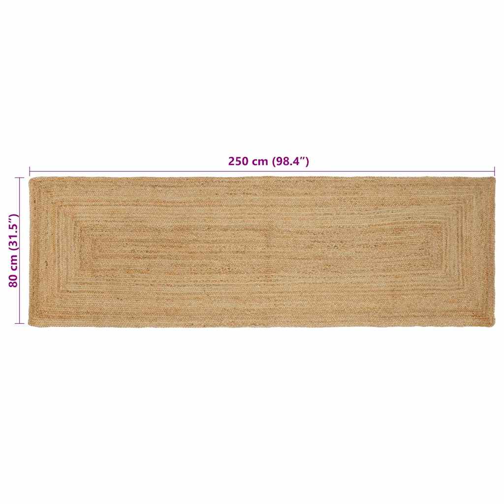 Tæppe Beige 80 X 250 Cm Jute - Billede 8