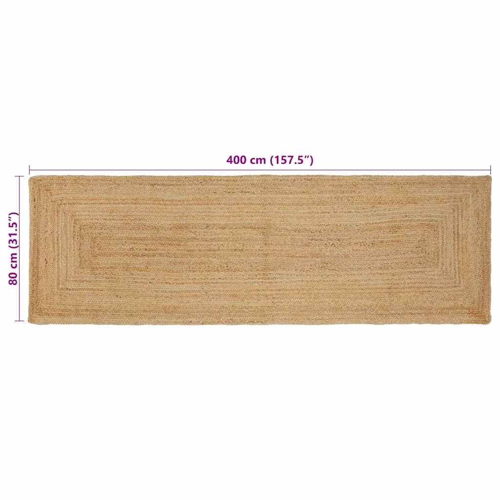 Tæppe Beige 80 X 400 Cm Jute - Billede 8