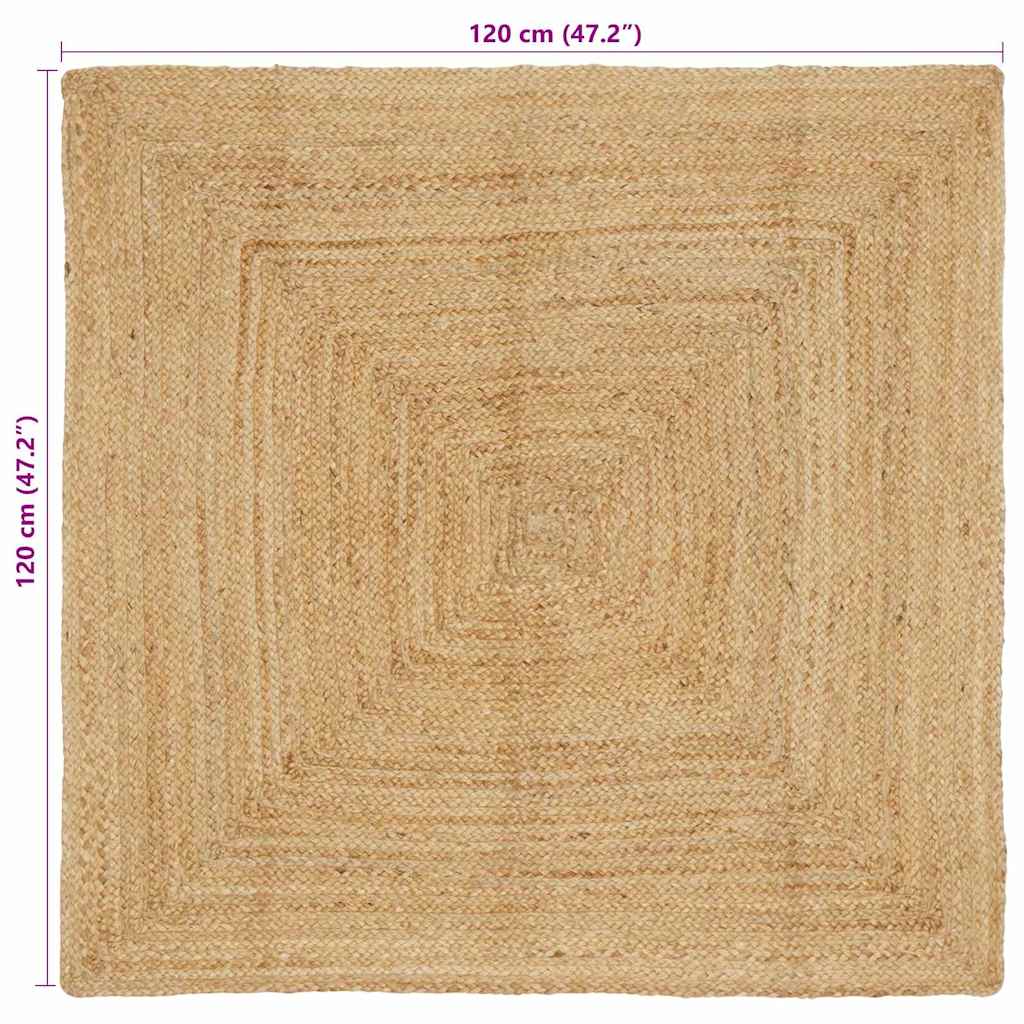Tæppe Beige 120 X 120 Cm Jute - Billede 8