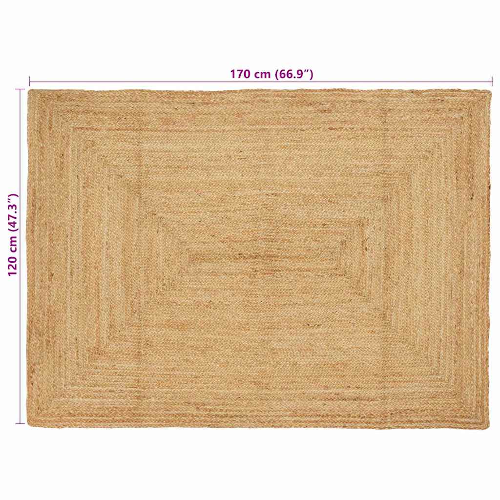 Tæppe Beige 120 X 170 Cm Jute - Billede 8