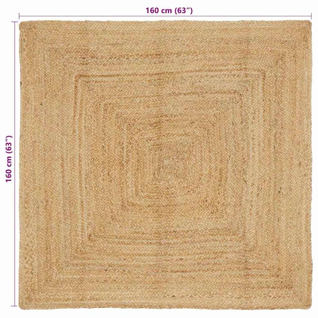 Tæppe Beige 160 X 160 Cm Jute - Billede 8