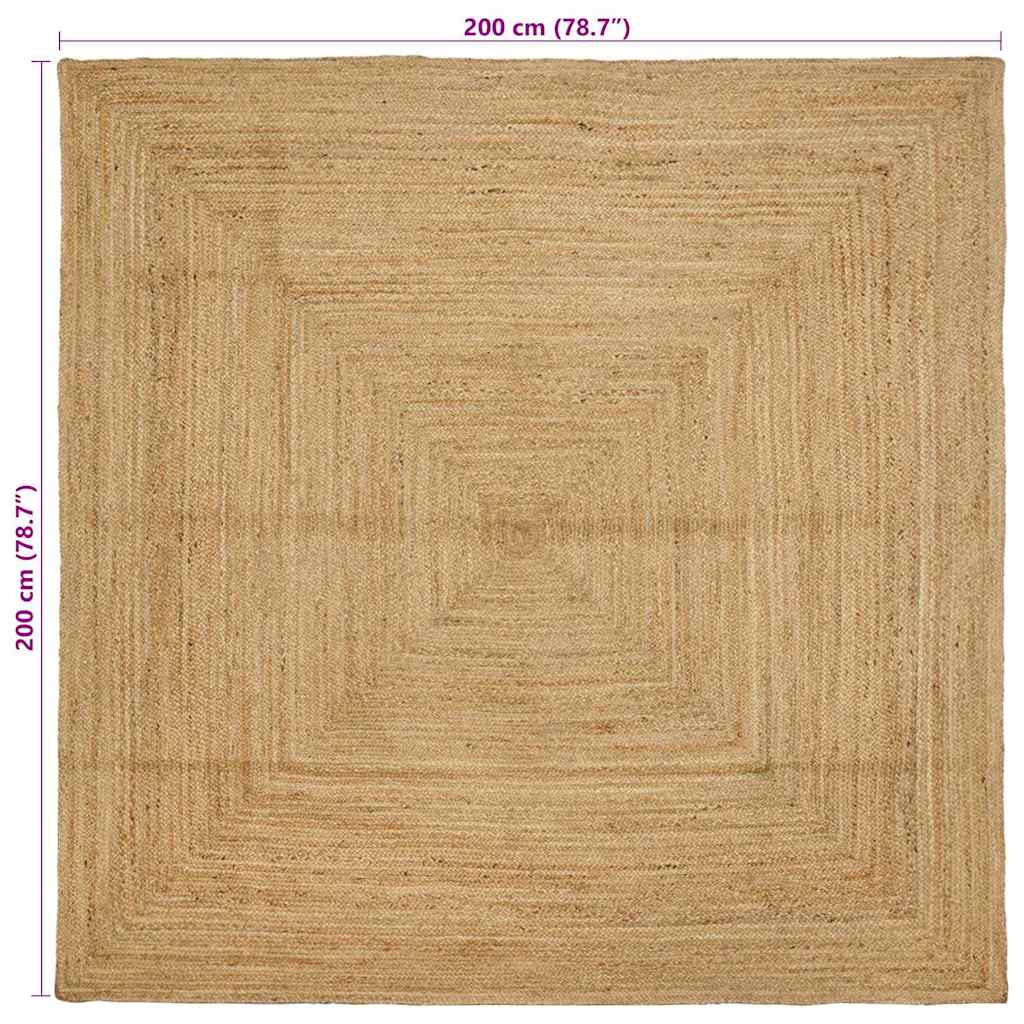 Tæppe Beige 200 X 200 Cm Jute - Billede 8