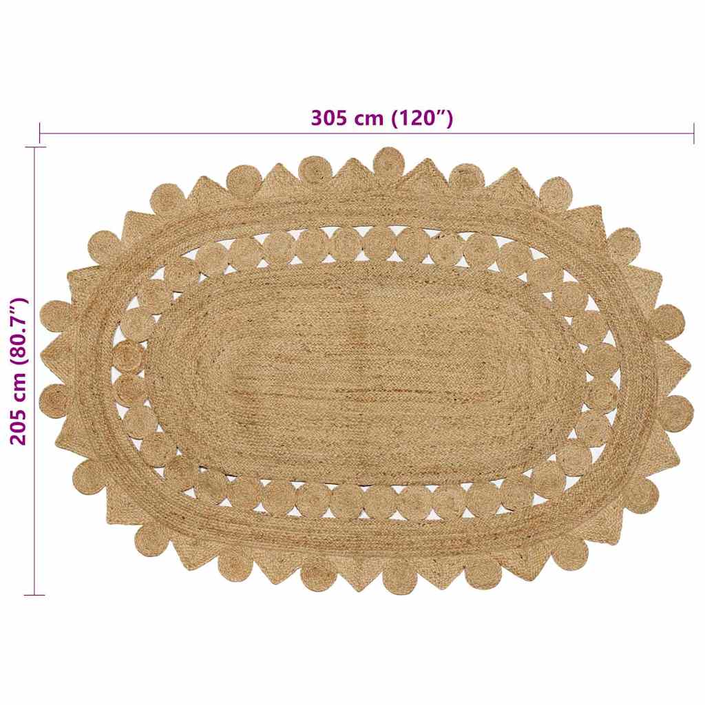 Tæppe Beige 205 X 305 Cm Jute - Billede 4