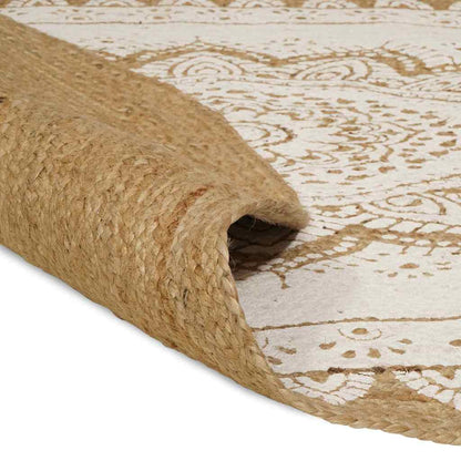 Områdetæpper Naturlig Med Hvidt Print Jute - Billede 3