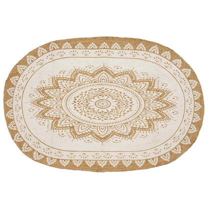 Områdetæpper Naturlig Med Hvidt Print Jute - Variant 42010827