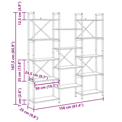 Bogreol 156 X 25 X 167 Cm Konstrueret Træ - Billede 11