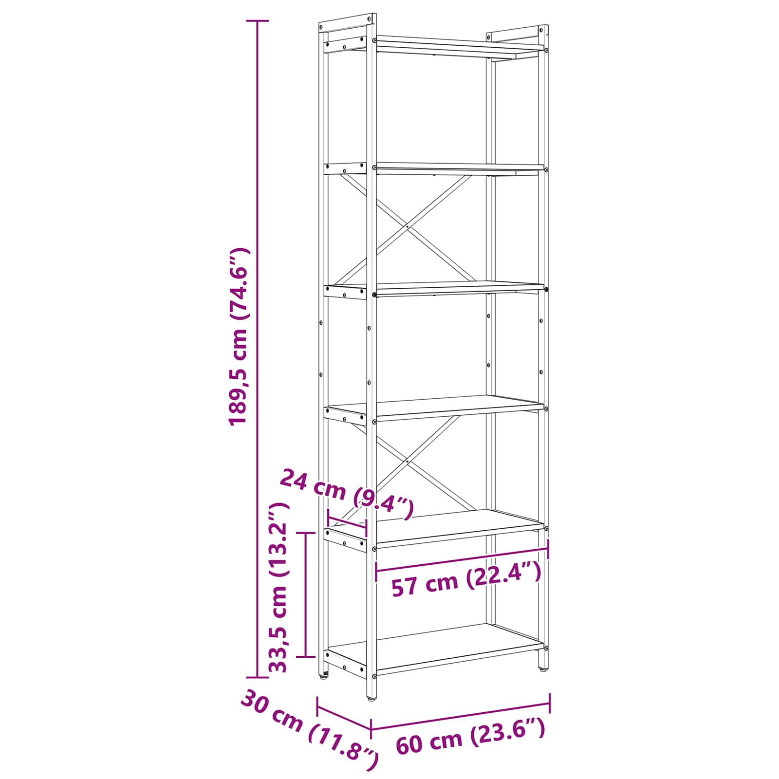 Bogreol Eg 60 X 30 X 189,5 Cm Konstrueret Træ - Billede 11