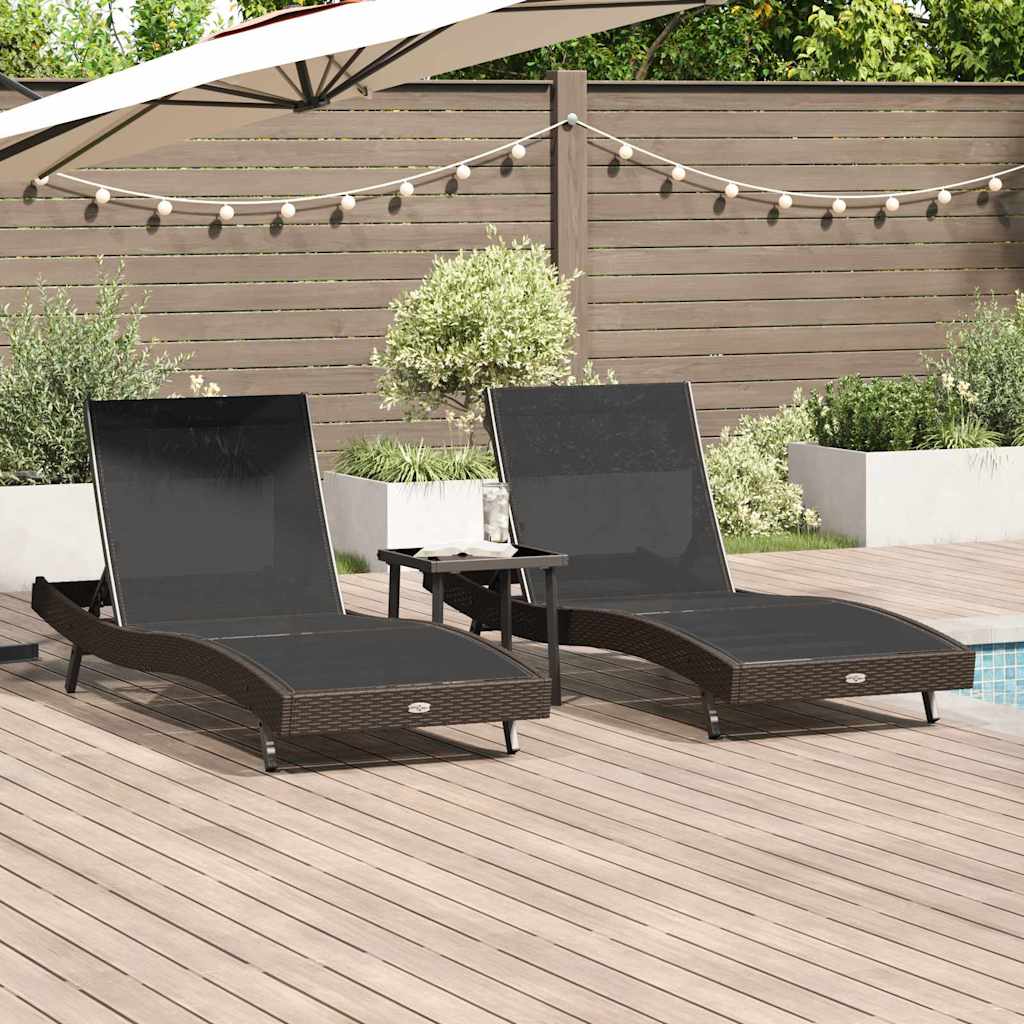Solstol 3 Dele 197 X 70 X 82 Cm Polyrattan - Hovedbillede